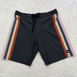 Banks Journal Board Shorts Mens 30 Black Multicolor Stripe Swim Trunks Surf